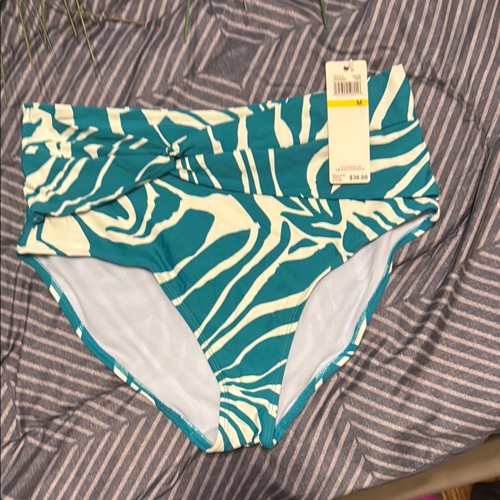 Teal Zebra Print Bikini Bottom